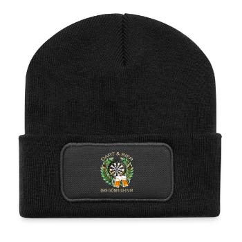 Dart & Bier - Das gönn ich mir - Recycelte Patch Beanie - Schwarz - Vorne