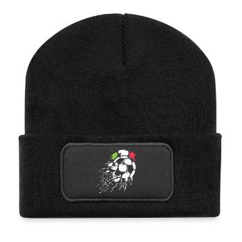 Fußball Team Italien Illustration Ball Explosion - Recycelte Patch Beanie - Schwarz - Vorne
