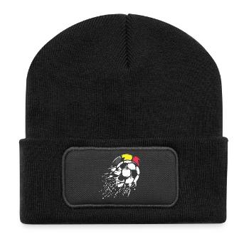 Fußball Team Belgien Illustration Ball Explosion - Recycelte Patch Beanie - Schwarz - Vorne