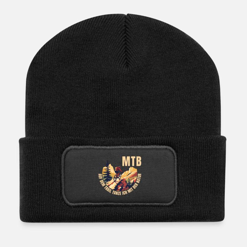 MTB: Auf dem Trail tanze ich mit der Natur - Recycelte Patch Beanie - Schwarz