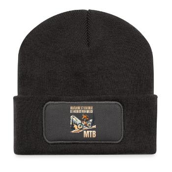 Mountainbike ist meine Droge Die Natur mein Rausch - Recycelte Patch Beanie - Dunkelgrau - Vorne