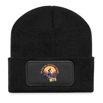 Auf dem Trail die Freiheit genießen - Recycelte Patch Beanie - Schwarz - Vorne