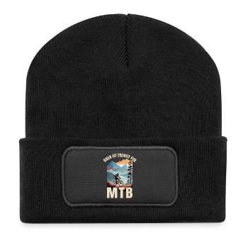 MTB: Biken ist Freiheit pur - Recycelte Patch Beanie - Schwarz - Vorne