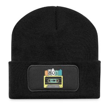 Cassette des années 80 rétro vintage musique icône graphique - Beanie recyclé à patch - noir - Devant