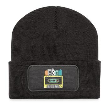 80s cassette retro vintage music icon graphic - Recycled Patch Beanie - dark grey - Front