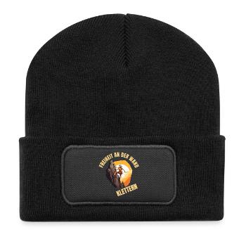 Freiheit an der Wand - Recycelte Patch Beanie - Schwarz - Vorne