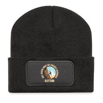 Mit jedem Griff die Freiheit berühren - Recycelte Patch Beanie - Dunkelgrau - Vorne