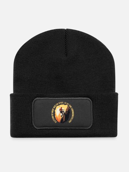 Klettern ist nicht nur ein Sport - Recycelte Patch Beanie - Schwarz
