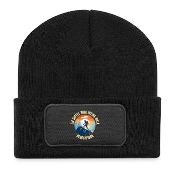 Die Gipfel sind meine Ziele - Recycelte Patch Beanie - Schwarz - Vorne