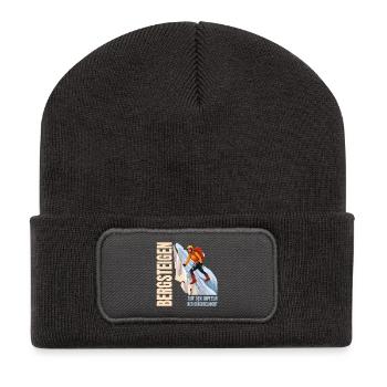 Auf den Gipfeld der Glückseligkeit - Recycelte Patch Beanie - Dunkelgrau - Vorne