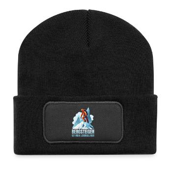 Bergsteigen ist mein Lebenselixier - Recycelte Patch Beanie - Schwarz - Vorne