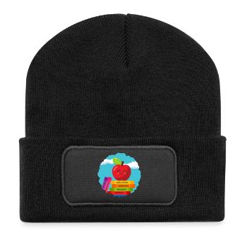 Buntes Schulanfang-Design für Kinder Einschulung - Recycelte Patch Beanie - Schwarz - Vorne