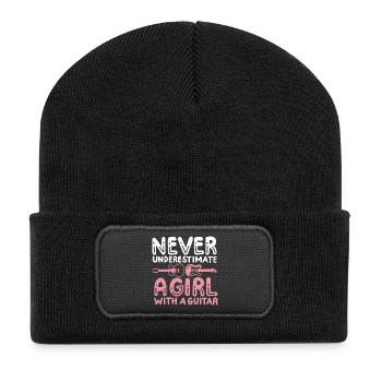 Gitarristin Gitarre - Recycelte Patch Beanie - Schwarz - Vorne