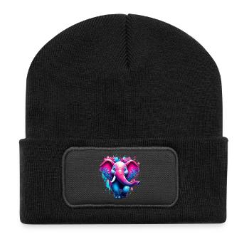 Elefant - Recycelte Patch Beanie - Schwarz - Vorne