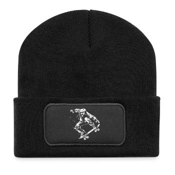Skateboarder Cartoon Look - Recycelte Patch Beanie - Schwarz - Vorne