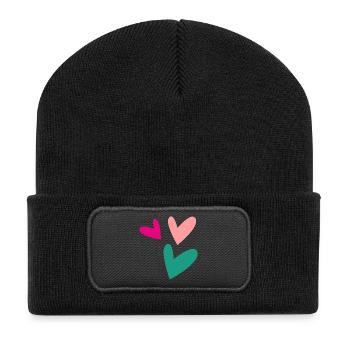 LIEBE. PAAR. GERADE VERHEIRATET. Junggesellinnenabschied. VALENTINSTAG. - Recycelte Patch Beanie - Schwarz - Vorne
