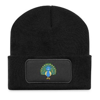 Pfau - Recycelte Patch Beanie - Schwarz - Vorne