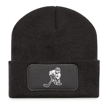 Eishockeyspieler Zeichnung - Recycelte Patch Beanie - Dunkelgrau - Vorne
