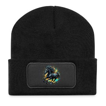 Cheval - Beanie recyclé à patch - noir - Devant