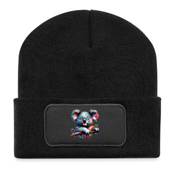 Koala - Recycelte Patch Beanie - Schwarz - Vorne