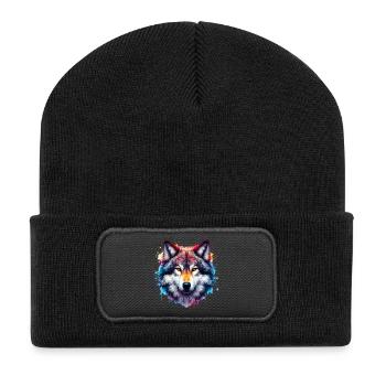 Wolf - Recycelte Patch Beanie - Schwarz - Vorne