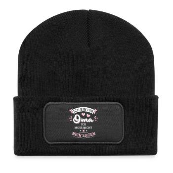 Ich bin die Oma ich muss nicht nein sagen - Recycelte Patch Beanie - Schwarz - Vorne