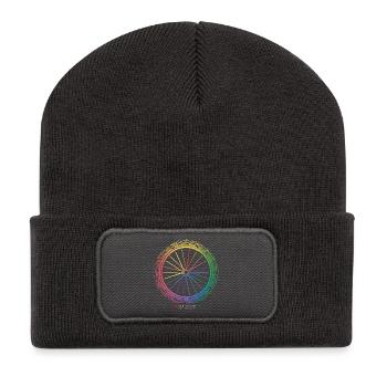 Conception de roue de vélo arc-en-ciel vibrant - Beanie recyclé à patch - charbon - Devant