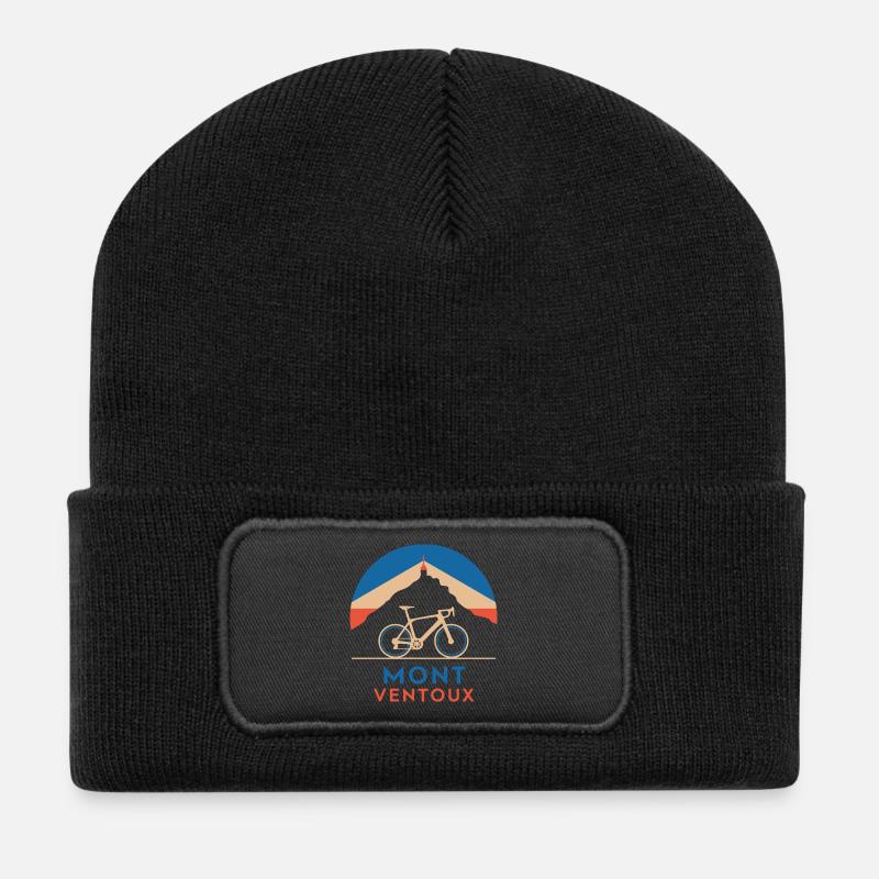 Mont Ventoux mit dem Fahrrad - Recycelte Patch Beanie - Schwarz