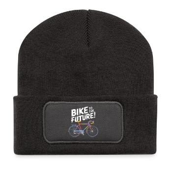 Futuristisches Fahrraddesign - Recycelte Patch Beanie - Dunkelgrau - Vorne