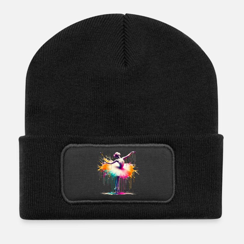 Balletttänzerin mit Tutu - Recycelte Patch Beanie - Schwarz
