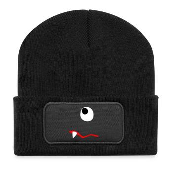 Monster Halloween traurig Comic Zombie Zahn Zyklop - Recycelte Patch Beanie - Schwarz - Vorne