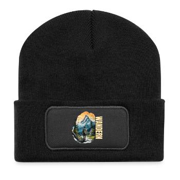 Wandern - Recycelte Patch Beanie - Schwarz - Vorne