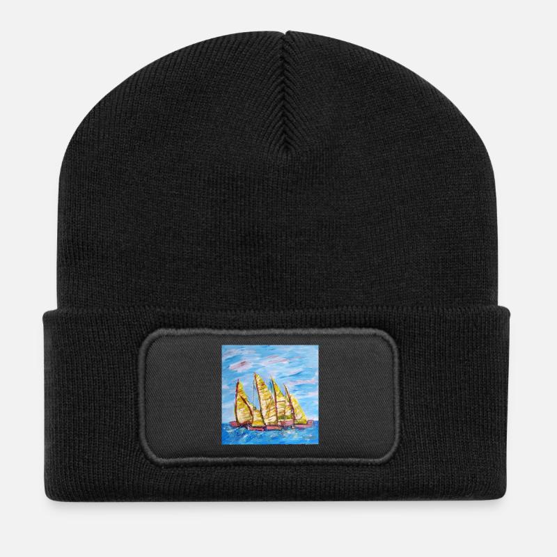 Fjordboot Segelregatte - Recycelte Patch Beanie - Schwarz