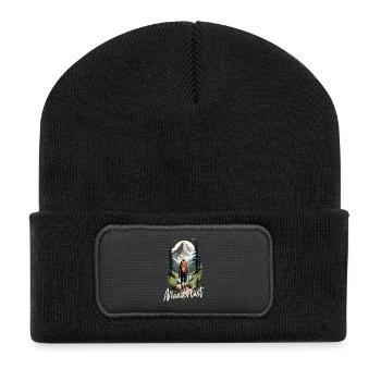 Wandern - Recycelte Patch Beanie - Schwarz - Vorne