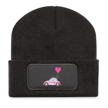 Police Herz Rosa - Recycelte Patch Beanie - Dunkelgrau - Vorne