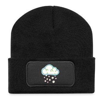 Pastellwolke und Schnee - Recycelte Patch Beanie - Schwarz - Vorne