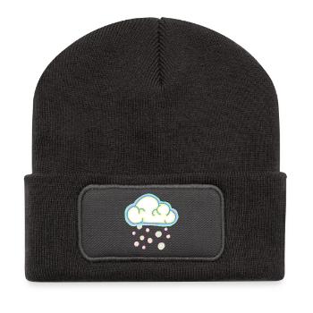 Pastellwolke und Schnee - Recycelte Patch Beanie - Dunkelgrau - Vorne