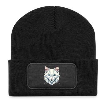 Geometric elegance: White cat in facets - Recycled Patch Beanie - black - Front