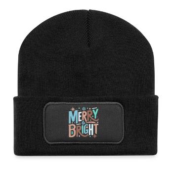 Typographie festive joyeuse et lumineuse - Beanie recyclé à patch - noir - Devant