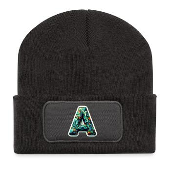 Buchstabe A Polygon bunt - Recycelte Patch Beanie - Dunkelgrau - Vorne