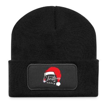 Noël Gnome Frohe Weihnachten - Recycelte Patch Beanie - Schwarz - Vorne