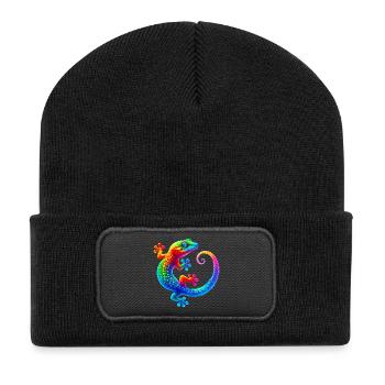 Gecko - Recycelte Patch Beanie - Schwarz - Vorne