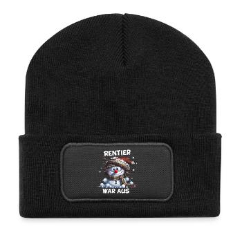 Rentier war aus Schneemann Chaos Weihnacht - Recycelte Patch Beanie - Schwarz - Vorne