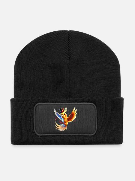 La calopsitte fait la fête - Beanie recyclé à patch - noir