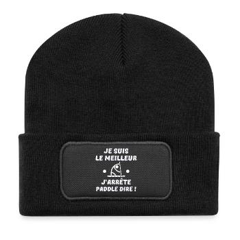 paddle, fan de paddle, pagayer - Beanie recyclé à patch - noir - Devant