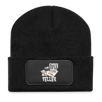 Story Teller - Recycelte Patch Beanie - Schwarz - Vorne