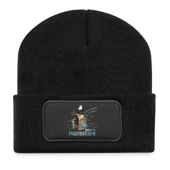 Born to Photograph - Recycelte Patch Beanie - Schwarz - Vorne