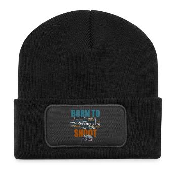 Born to shoot - Recycelte Patch Beanie - Schwarz - Vorne