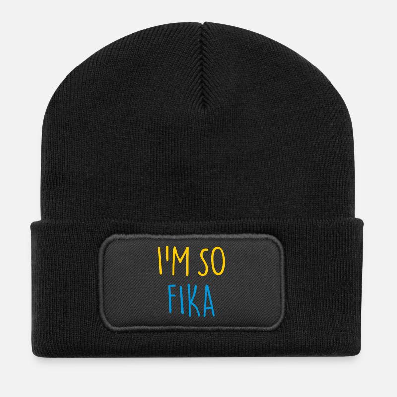 I'M SO FIKA Sverige Schweden - Recycelte Patch Beanie - Schwarz