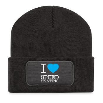 I LOVE SPEED SKATING Eisschnellauf - Recycled Patch Beanie - dark grey - Front